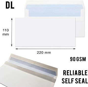 Mixed Size Standard Pack Envelopes DL C5 C4 No Window Secure SELF Seal Plain White Home Office Business Mail (16 Standard DL / 16 C5 / 16 C4 Envelopes)
