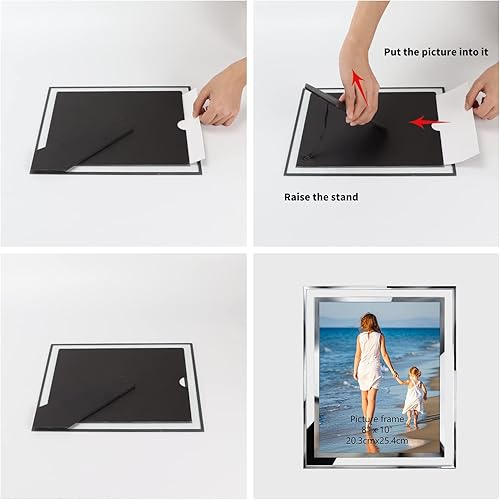 Miniatura 7 de Hoikwo Marcos de fotos a granel de 8 x 10 pulgadas, 12 paquetes de marcos de fotos plateados de 8 x 10, marcos de boda de vidrio de 8 x 10, marcos