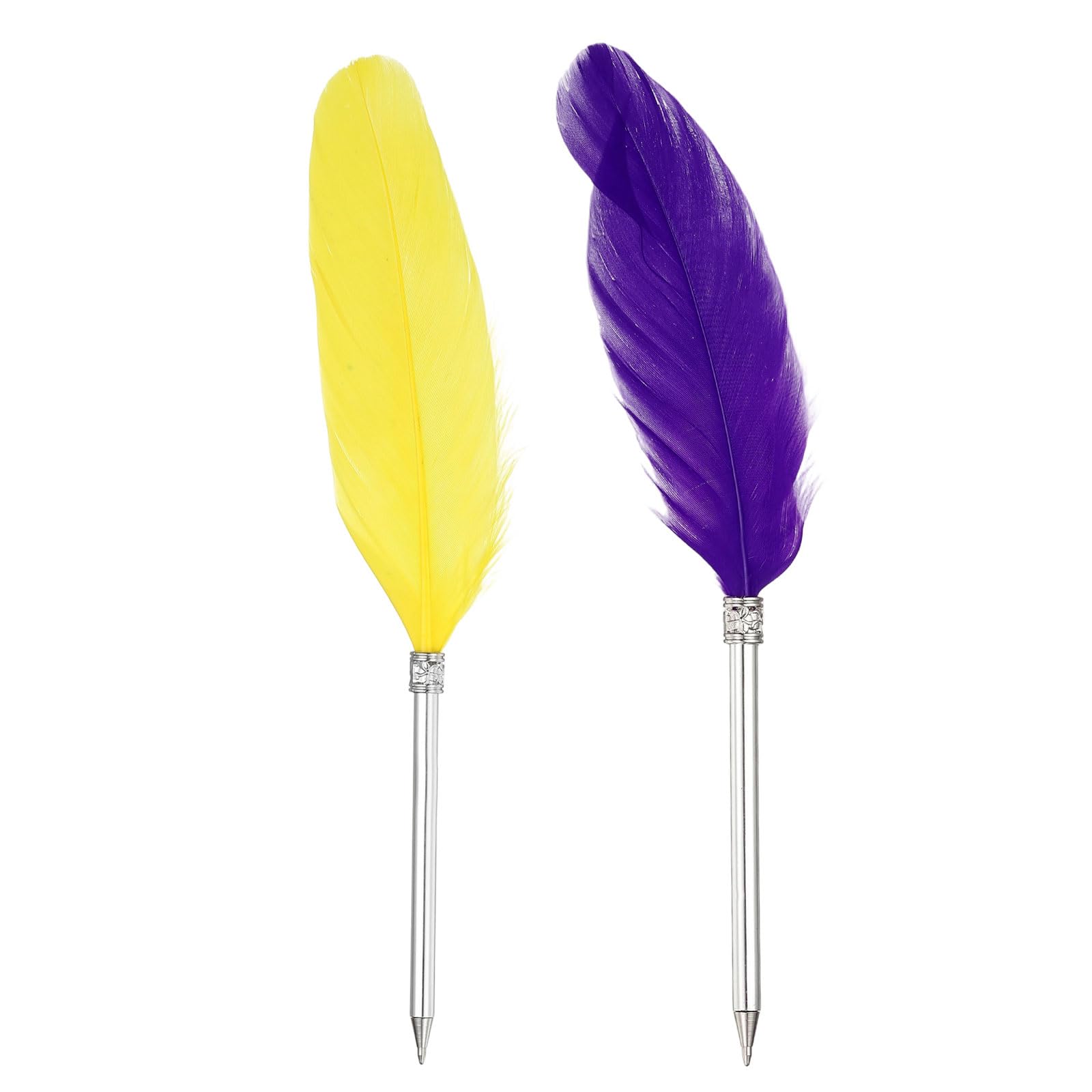PATIKIL Feather Ballpoint Pens Bulk 2Pcs 1.0mm Style 2 Yellow Purple