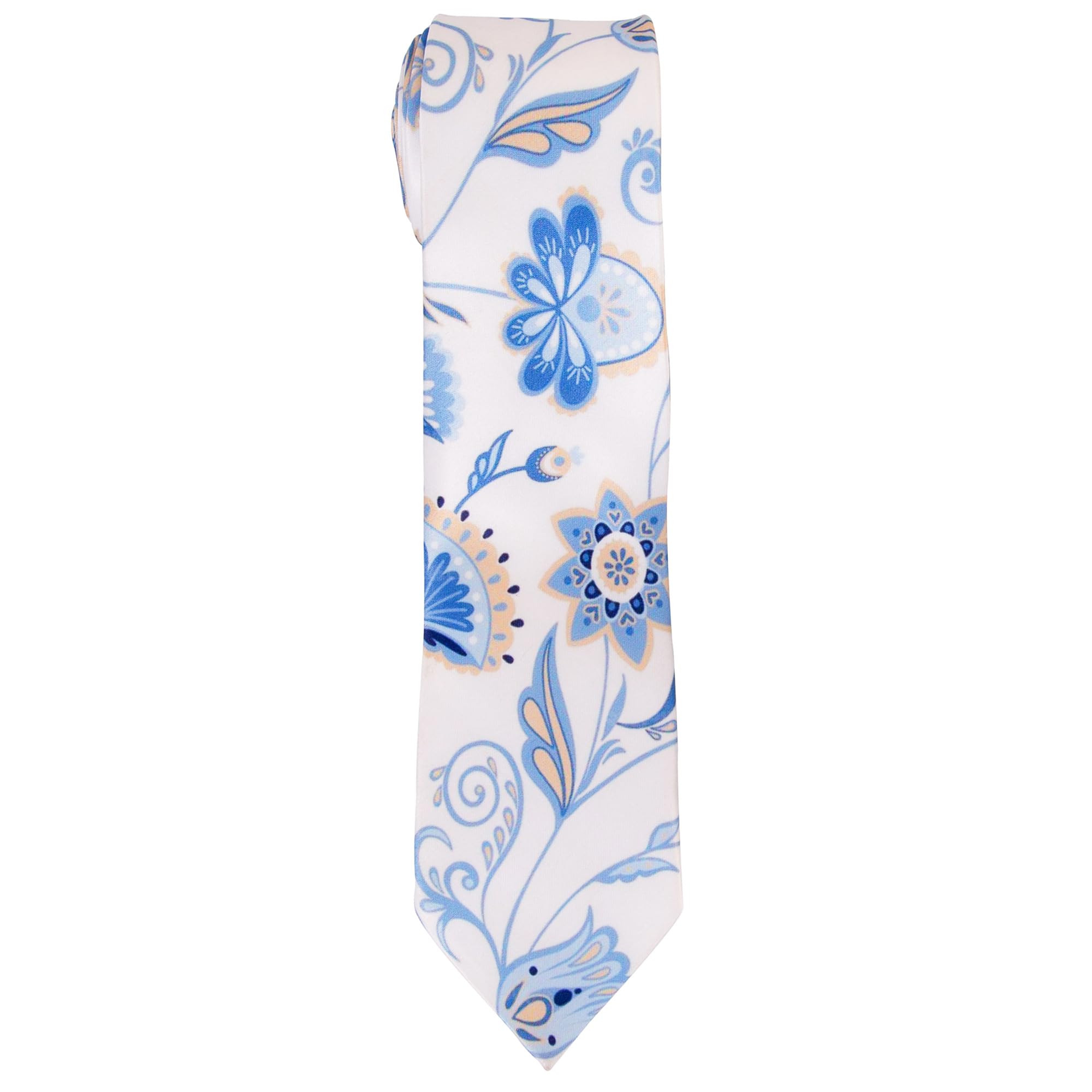 Men's Off-White Satin Tie-image-14