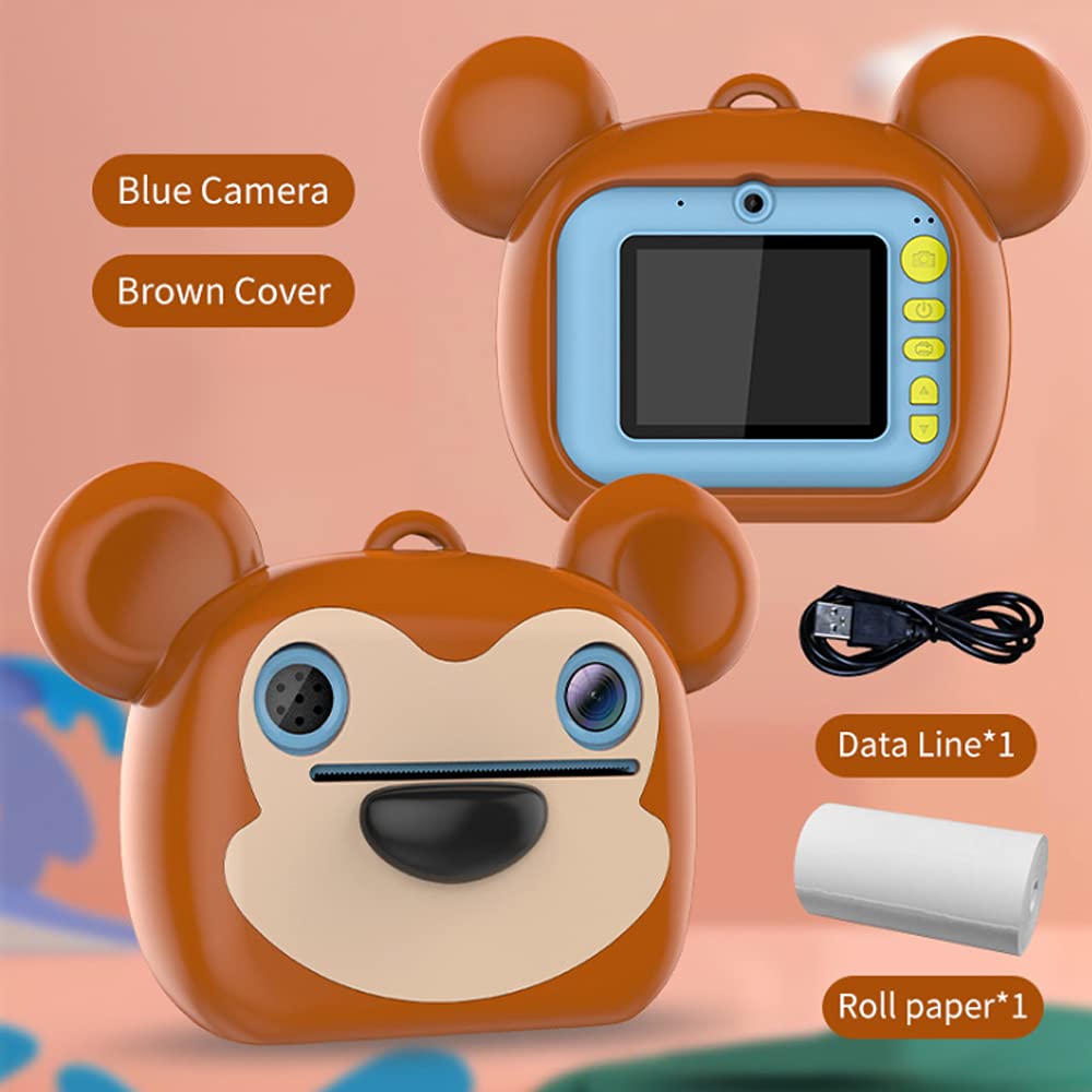 Macchina fotografica portatile per bambini, stampante fotografica istantanea per bambini, fotocamera digitale con selfie video con schermo da 2,0 pollici video HD 1080P per ragazze(16G, rosa)