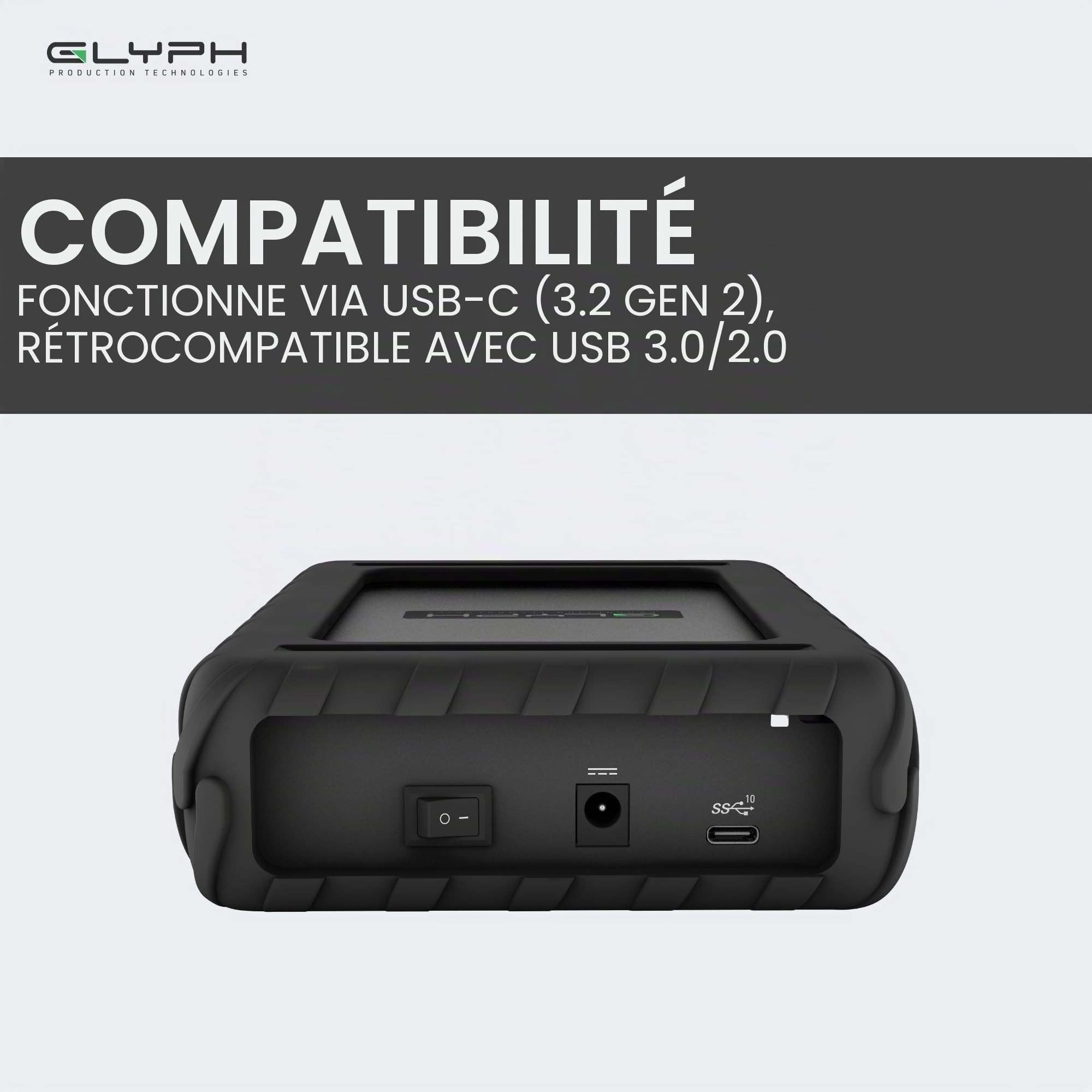 GLYPH BlackBox Pro Disque Dur Externe 8000 Go Noir - Disques durs externes (8000 Go, 3.0 (3.1 Gen 1), 7200 TR/Min, Noir)