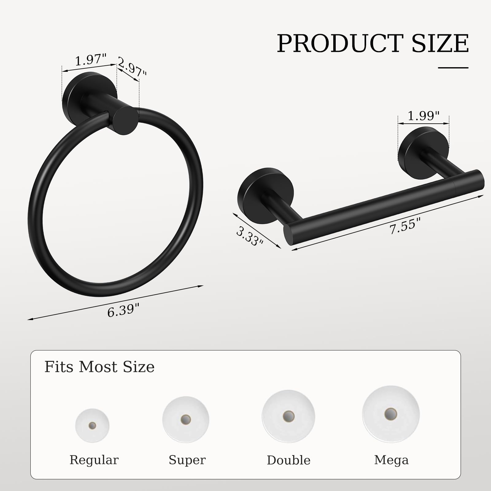 Matte Black Toilet Paper Holder & Towel Holder Bathroom Hardware Set — Amazon image 3