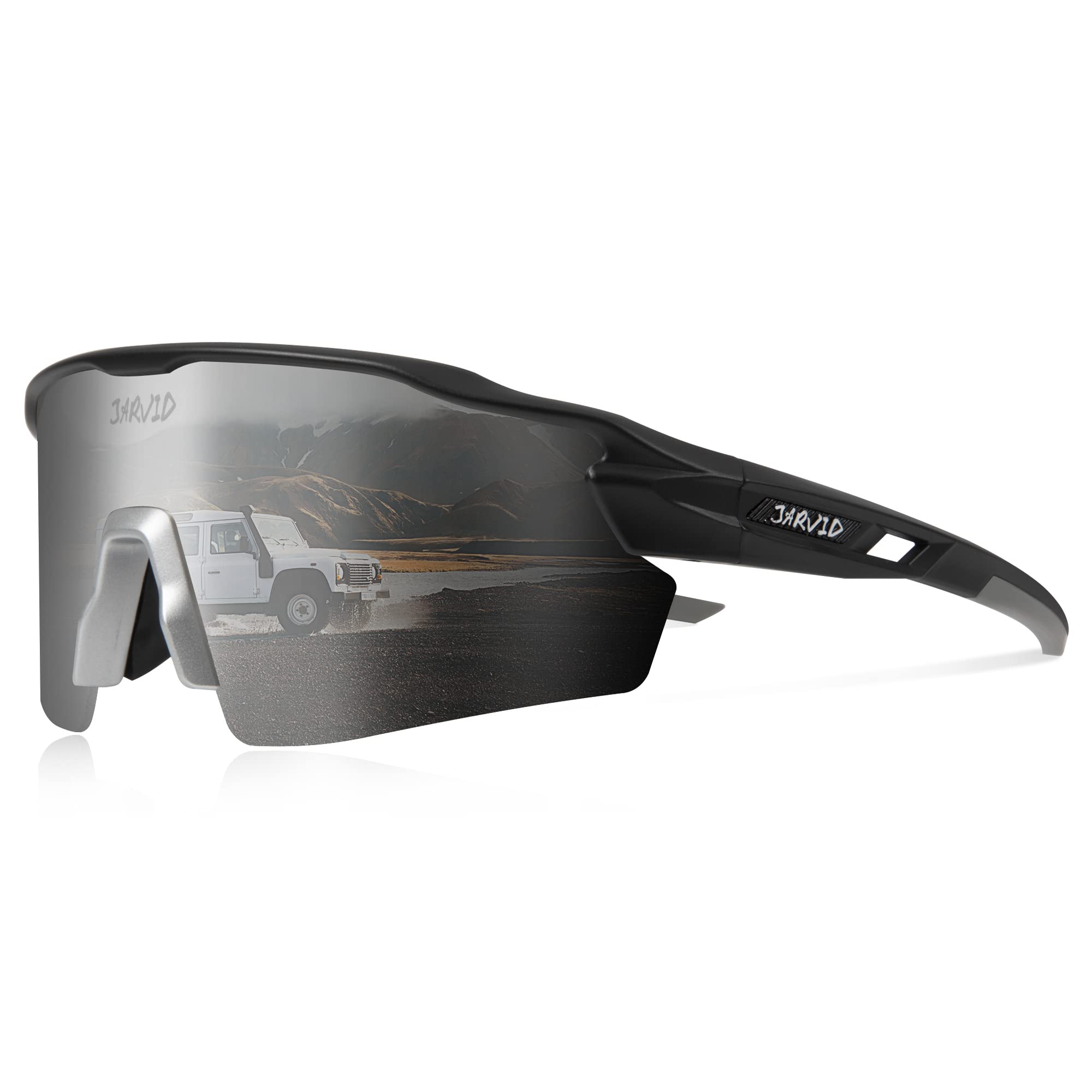 JARVID Gafas de Ciclismo Polarizadas con 4 Lentes Intercambiables, Gafas de Sol Deportivas para Mujeres Hombres Correr Béisbol, Pesca Conducción JVD02