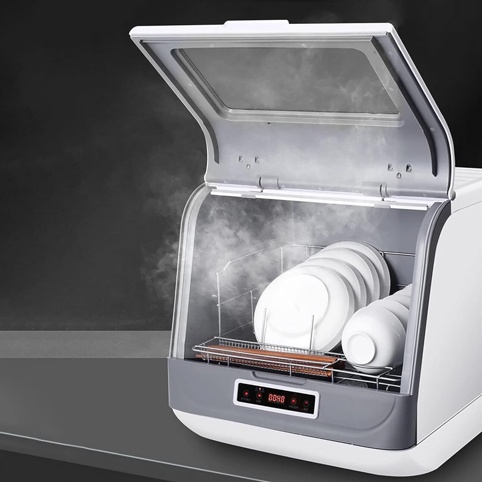 Lave-vaisselle de comptoir pour camping-car et studio avec bras gicleurs 360°