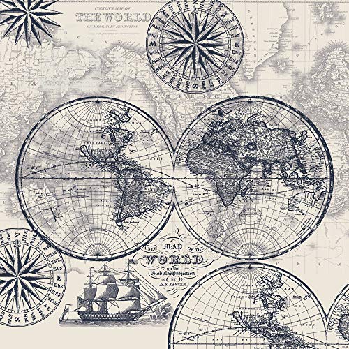Map of The World Cotton Fabric by The Yard