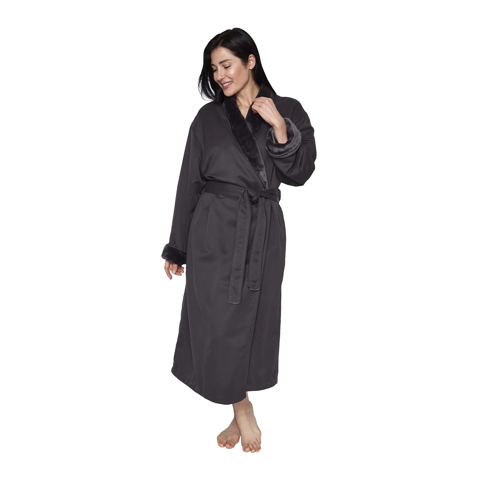 Mansfield - Albornoz Unisex de Microfibra con Forro Brillante - Gris - 2X más