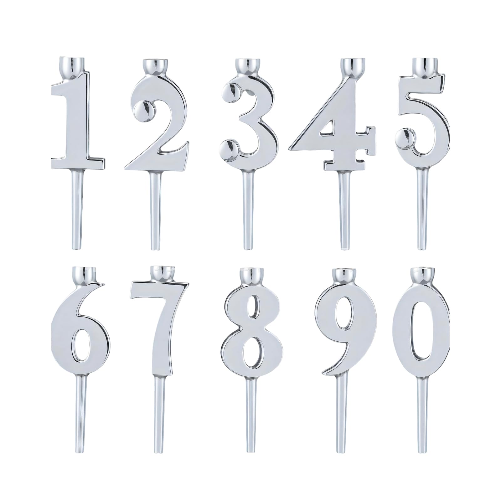 LUCKGONI Number Candle Holder Set Numeral Candleholders Birthday Numberic Candleholders Set Number 0-9 Cake Toppers Decoration