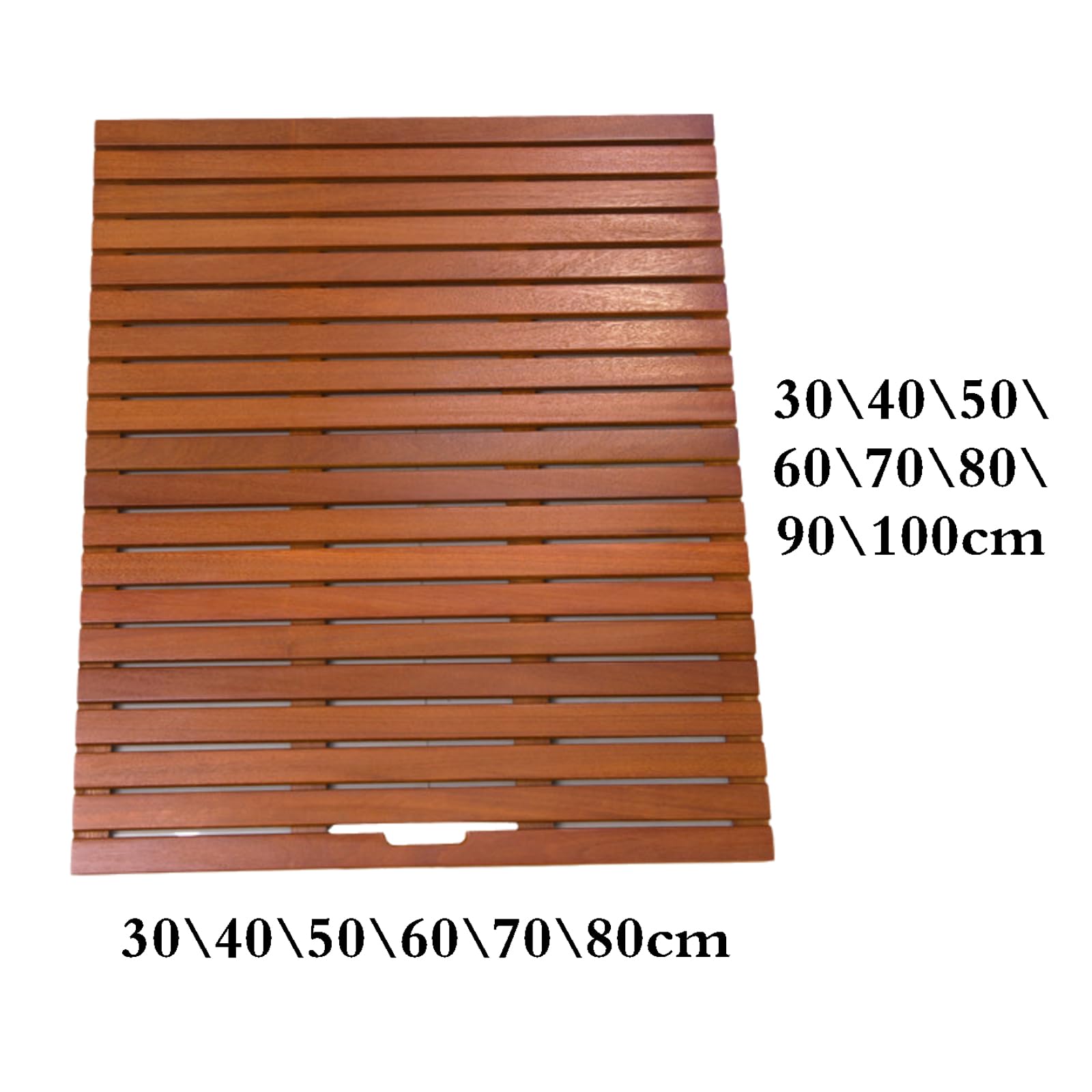 Alfombrilla de ducha de madera, diseño de listones naturales con agujeros de drenaje y asa, ideal para bañera, piscina y baño
