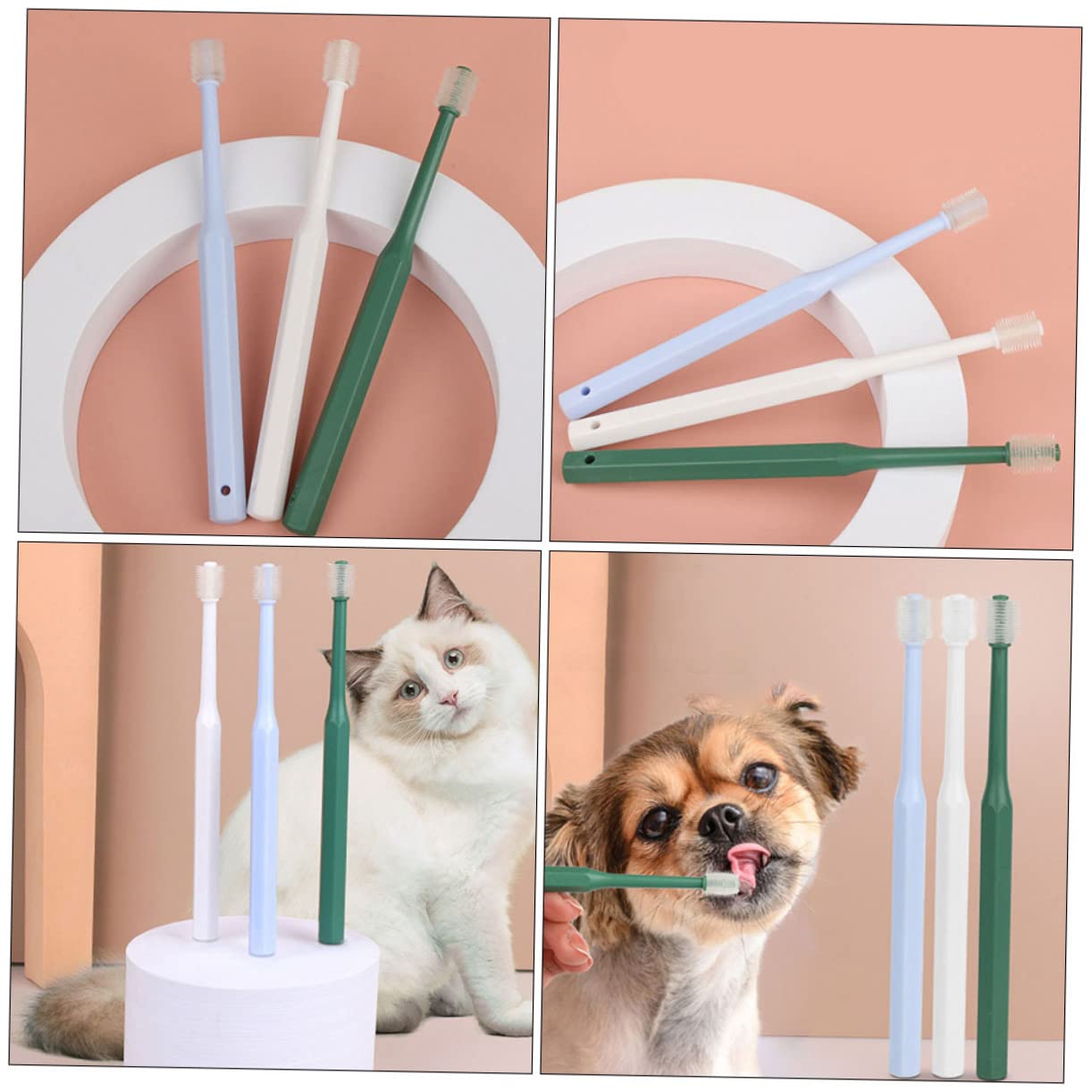 Beavorty 12pièces Brosse à Dents Manuelle Pour Animaux Avec Brosse Pratique Pour Et Chiens Nettoyage Bucal