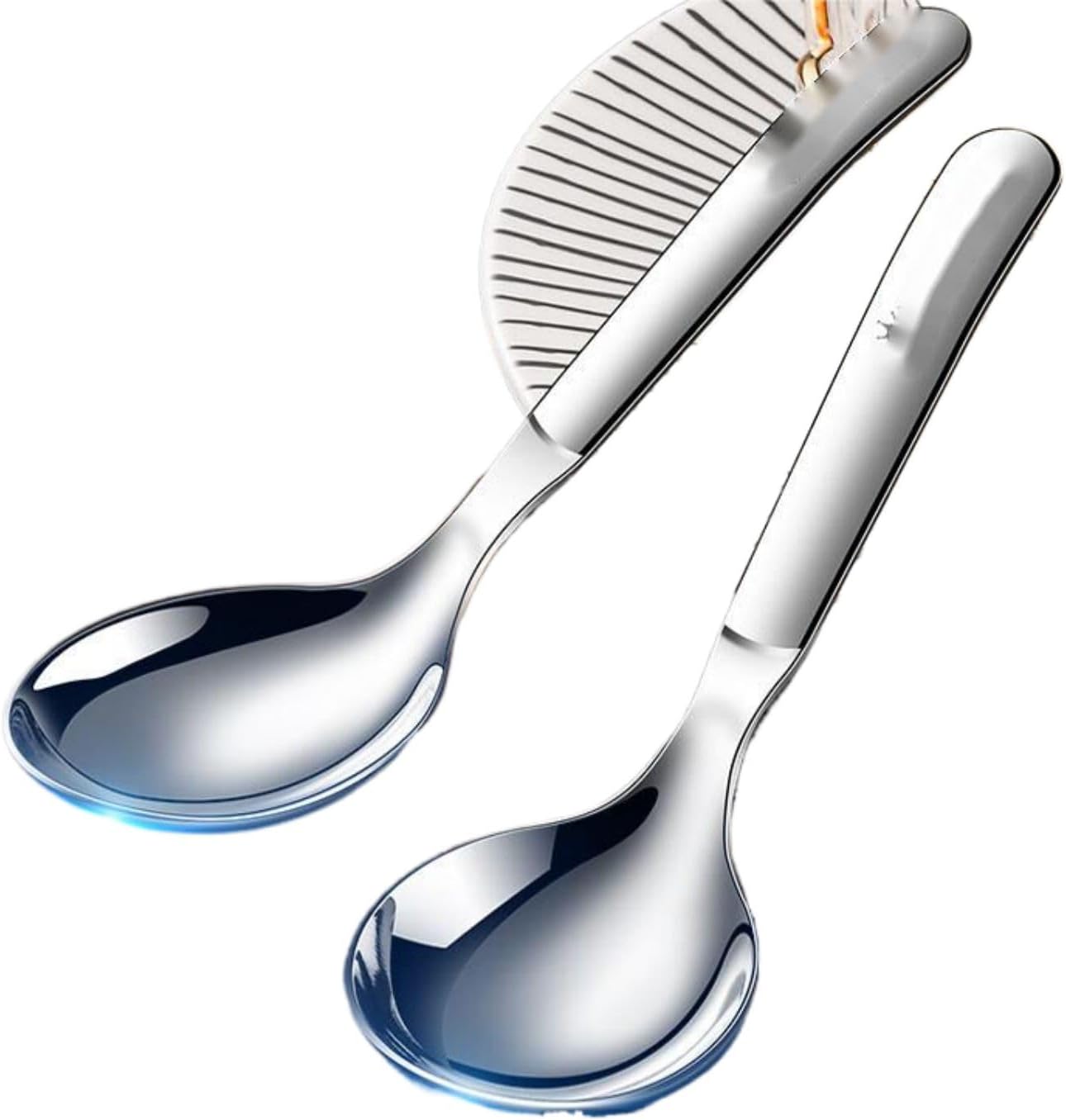 316不锈钢圆头勺吃饭圆头大汤勺汤匙家用调羹韩式喝汤餐勺子 Stainless Steel Long handled soup spoons，Spoons,Meal spoon (1piece) Household Cleaning，Kitchen Storage Essentials