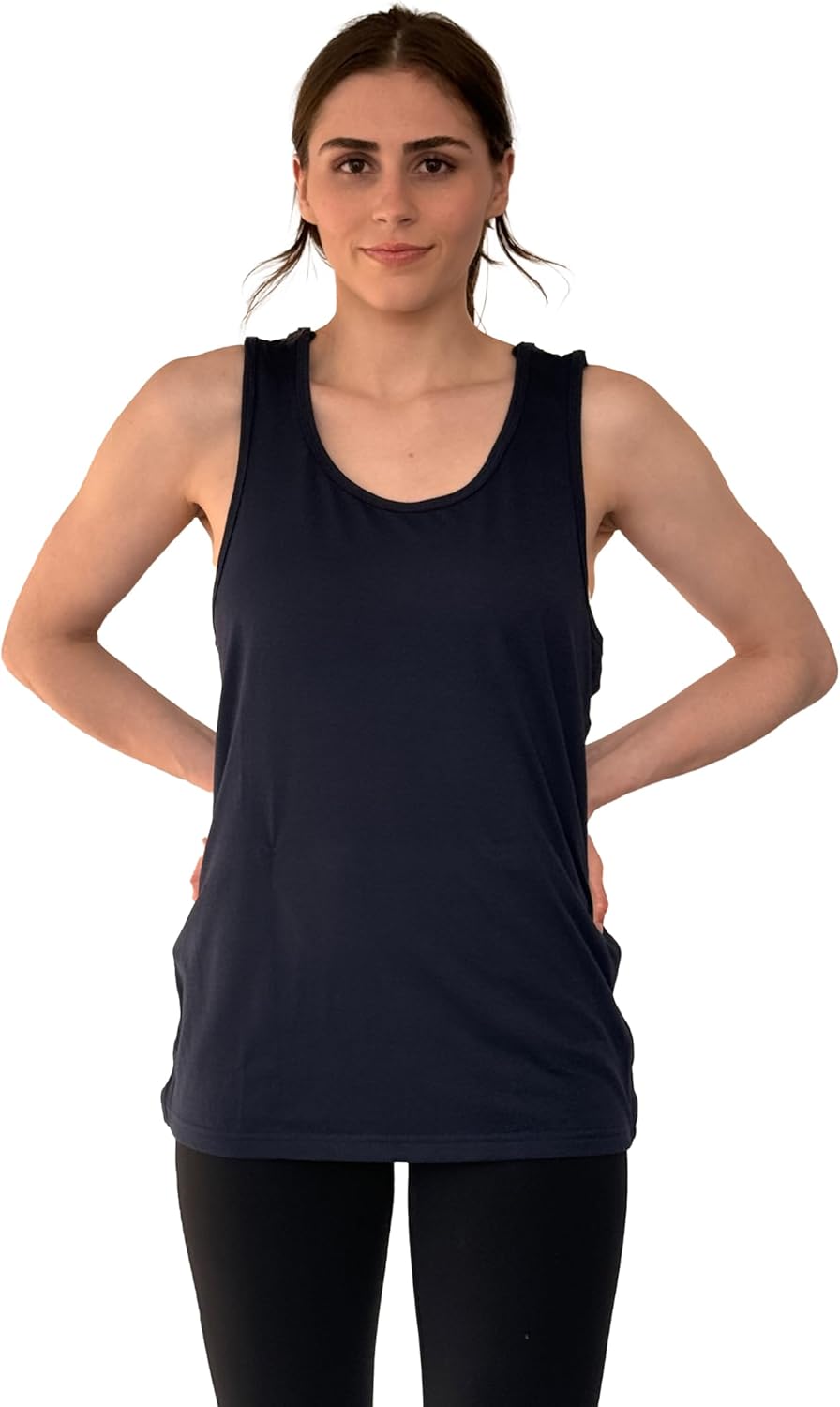 USBD Post Mastectomy Tank Tops with Inside Drain Pockets | Easy Access for Recovery | Premium Cotton Blend - Image 2