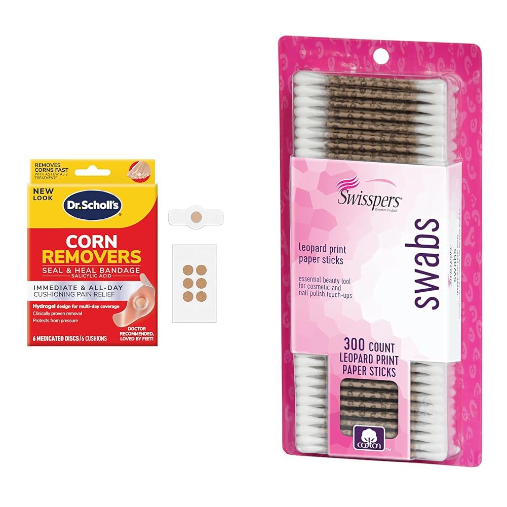 Dr. Scholl's Corn Removers Bandages and Swisspers Premium Cotton Swabs, 300 Count