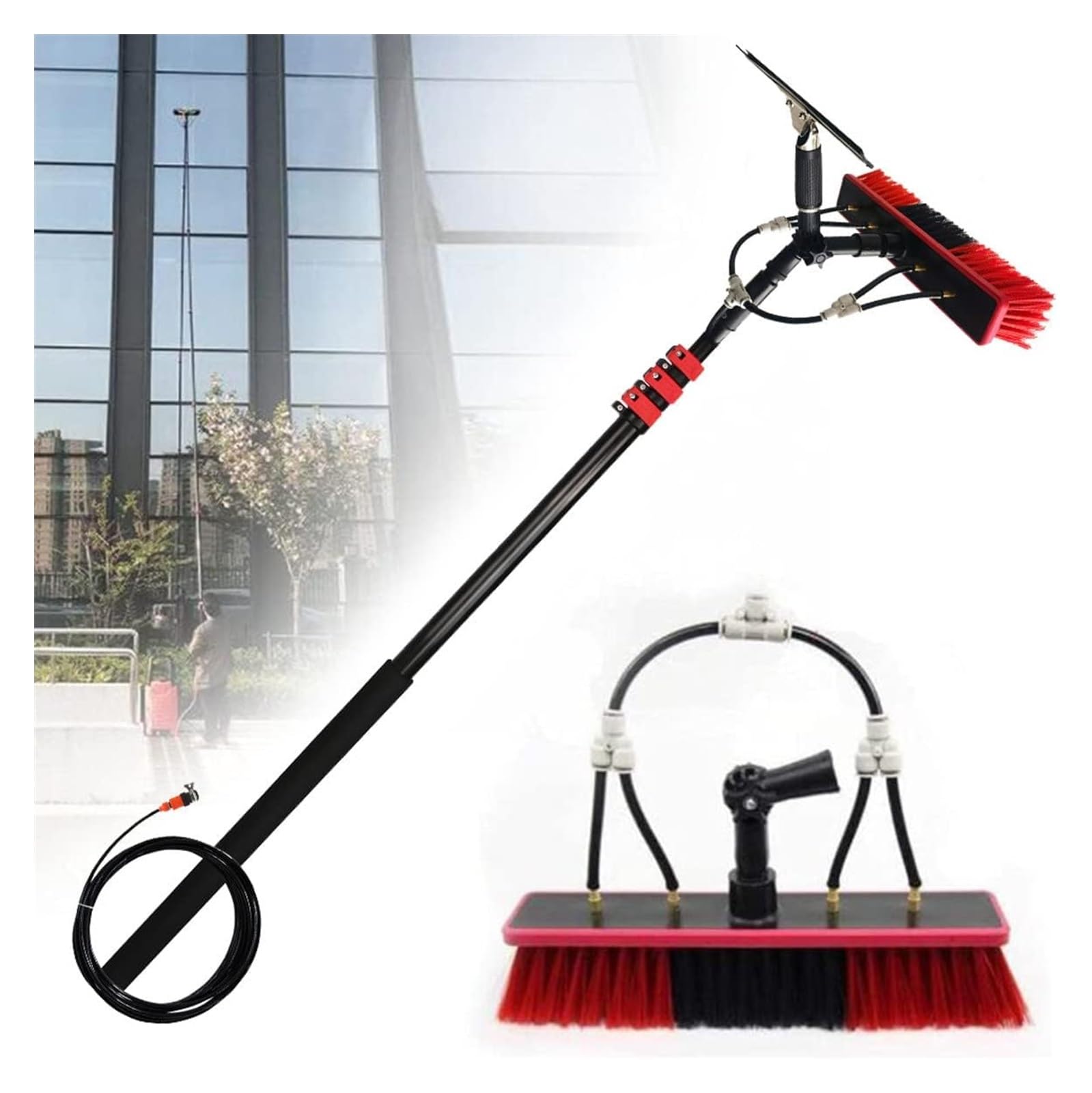 Poteau de nettoyage de vitres alimenté en eau 12FT pour vitres et panneaux solaires
