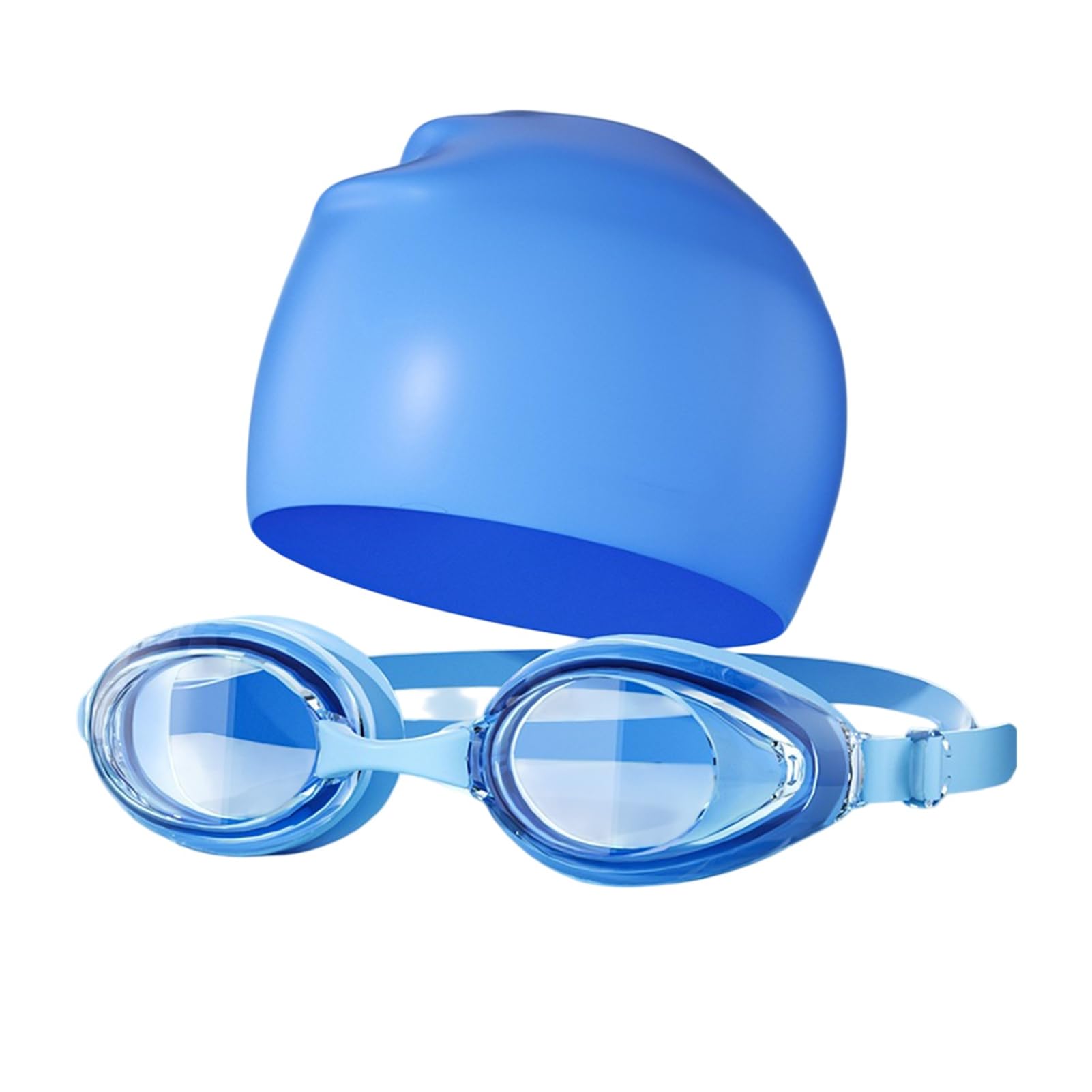 Adults Swim Goggles and Silicone Swim Cap Set, Anti Fog No Leak Swimming Goggles, Waterproof Swim Accessories for Men Women Pool Open Water Diving