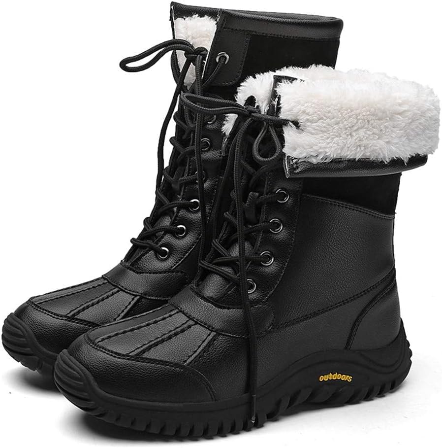 Bottes de neige mi-mollet anti-froid et imperméables à lacets pour femme T38