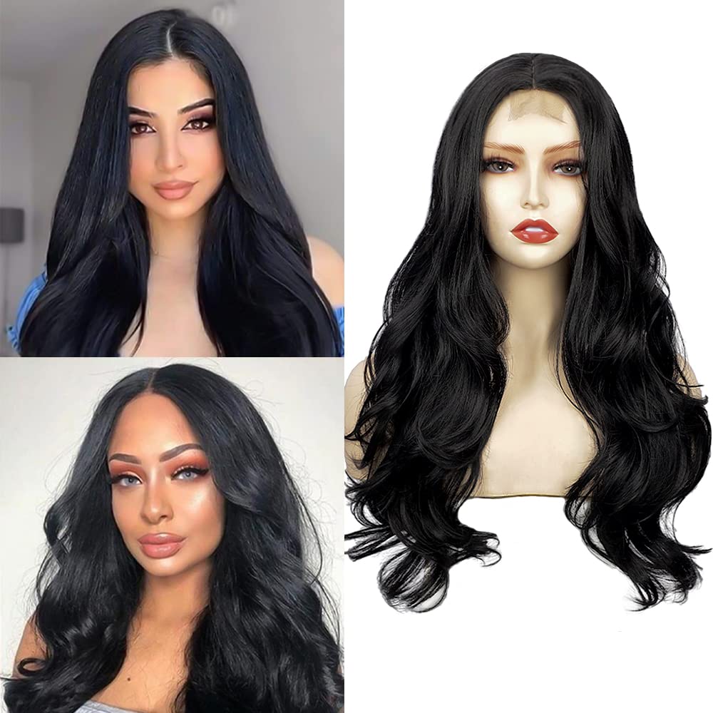 Photo 1 of Long Wig For Women Black hair wigs Middle Part Wigs Natural Looking Heat Resistant Fiber Synthetic Black Wigs Colorful Wigs Cosplay Party Wigs for Daily Party Use(Black)¡­ Natural black