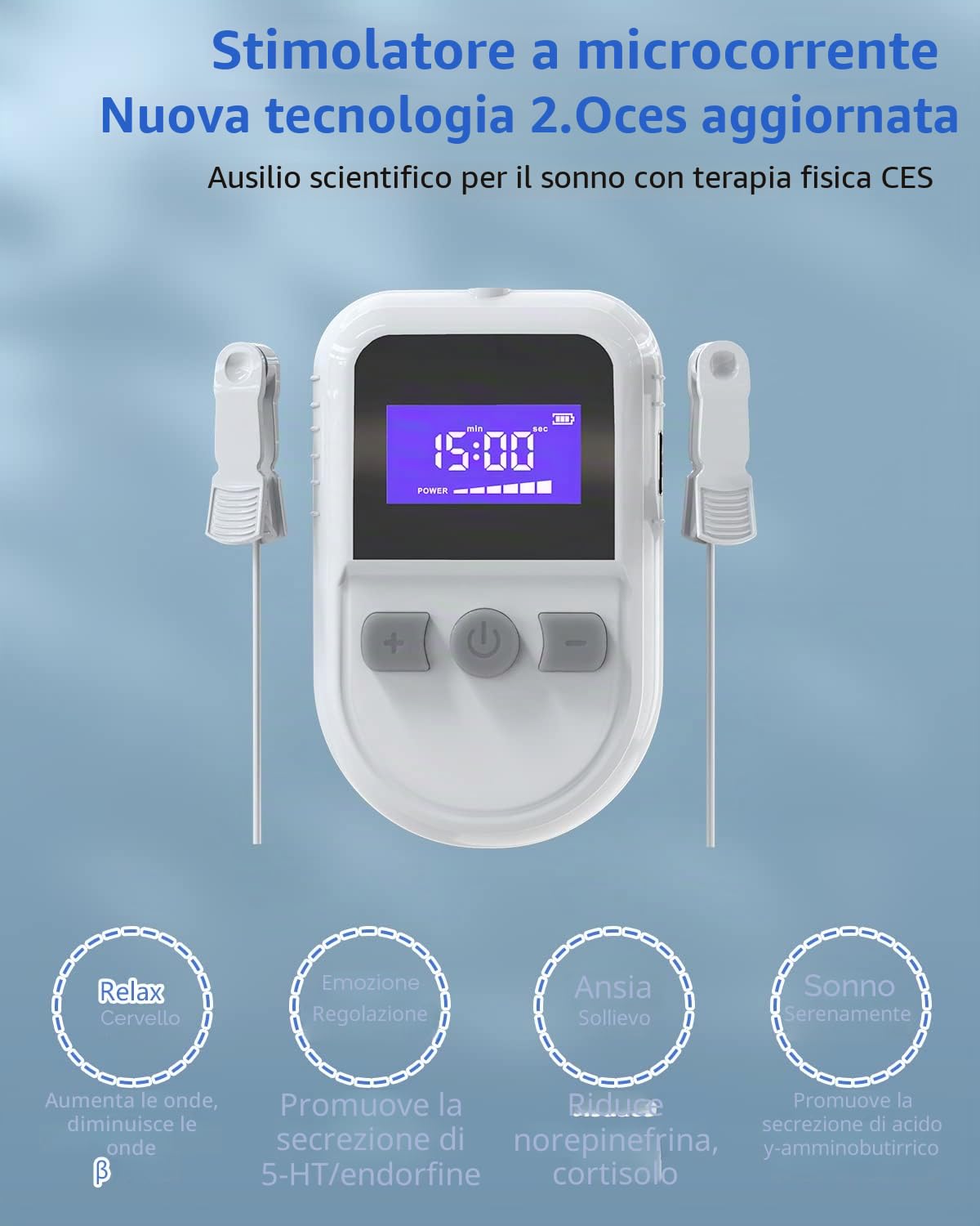 KTS 2.0 CES insonnia Terapia, con stimolazione a bassa frequenza microcorrente e stimolazione dell'elettroterapia cranica pulsata, per alleviare la depressione, l'insonnia, l'ansia, il mal di testa
