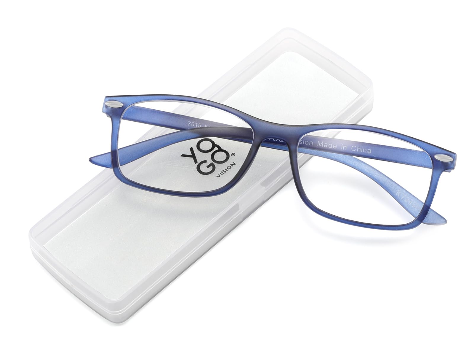 Yogo Vision Ultra cienkie i lekkie okulary do czytania dla mężczyzn i kobiet, elegancka i lekka ramka z przezroczystą obudową, opakowanie 2 szt. (czarny, granatowy 1,25)