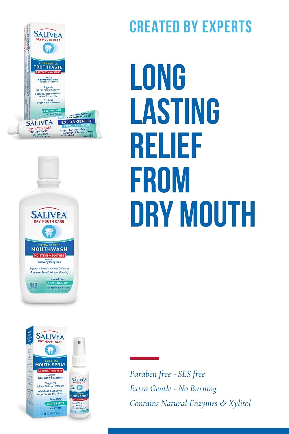 SALIVEA Dry Mouth Mouthwash Soothing Mint Mouthwash with Natural