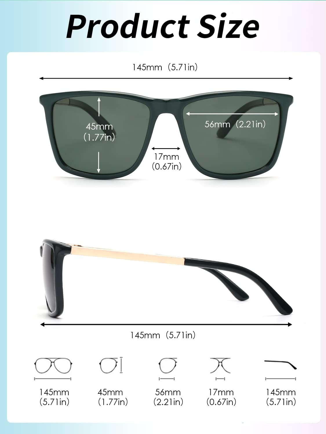 JIM HALO Polarized Driving Sunglasses Retro Square UV protection Classic Sun Glasses Men - Image 5