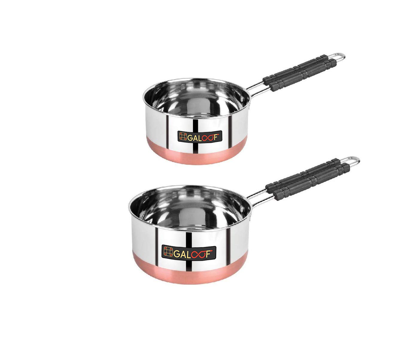 GALOOF Stainless Steel Copper Bottom Sauce Pan/Milk pan/Tea pan 2 pcs Combo Set (2, 1 liter + 1.5 liter )
