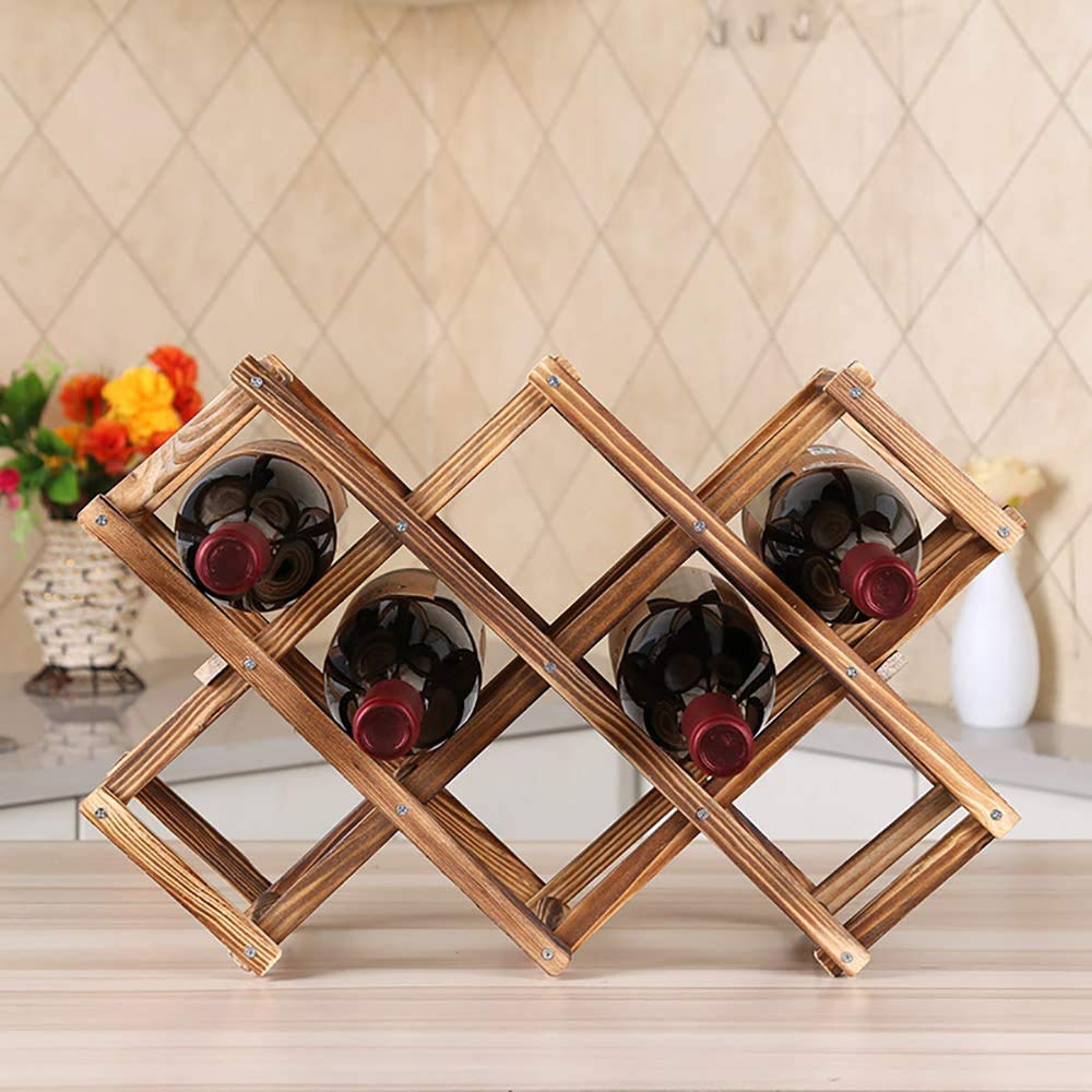 Lifestyle Foldable Wooden Wine Rack Organizer Display Shelf, 45 X 31 X 12cm, Capacity 10 Bottle (Brown)