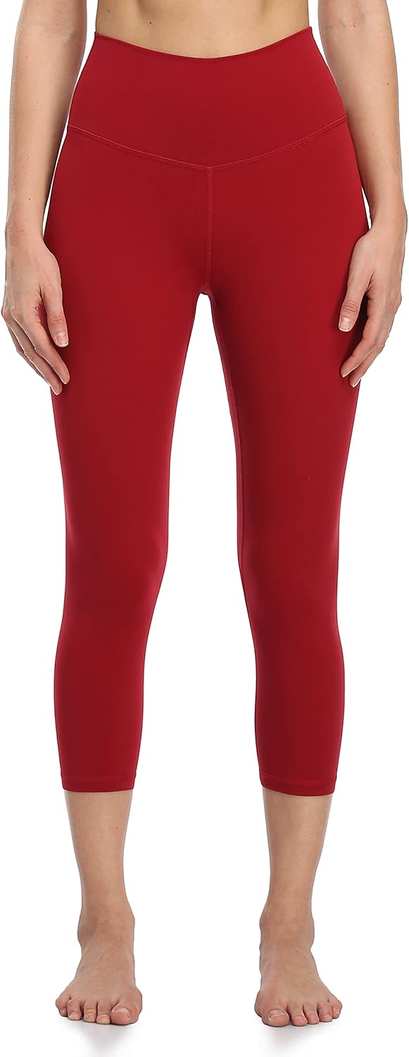 YUNOGA Women's Buttery Soft 21" Inseam Yoga Pants, High Waisted Tummy Control Workout Running Capri Leggings - Image 4