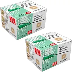 Agulha Intramuscular Hipodérmica Verde 21g 30 x 0,80mm Com 200 unidades - Descarpack