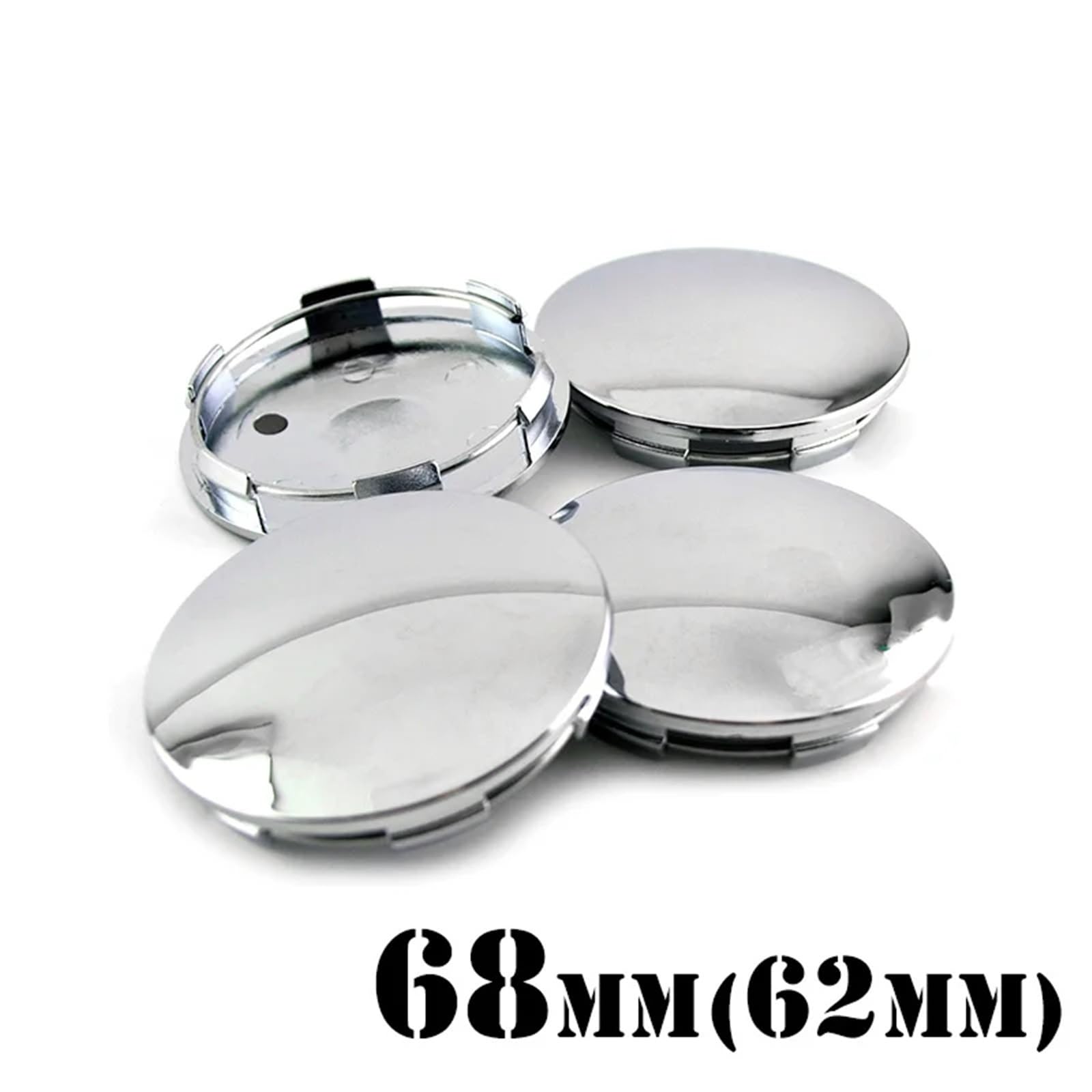 Lot de 4 Cache-moyeux Roue chromés Lisses 68 mm, compatibles avec Les Jantes Voiture, en Plastique ABS, Cache-poussière, Accessoires extérieurs