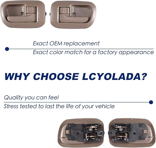 Miniatura 6 de 1 par de manijas de puerta interiores compatibles con Toyota Sienna 1998 1999 2000 2001 2002 2003, sustituye a OE 80533 80504, marrón
