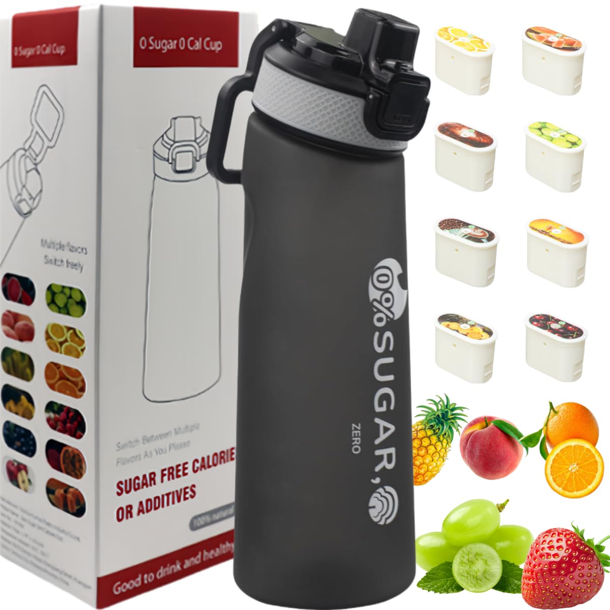 Putextile Water Bottle with 1 Flavor Capsule, 2.0 Upgraded Version, 700ml, BPA Free, for Gym and Outdoor Activities (Color I + 1 Random POD) — image 1