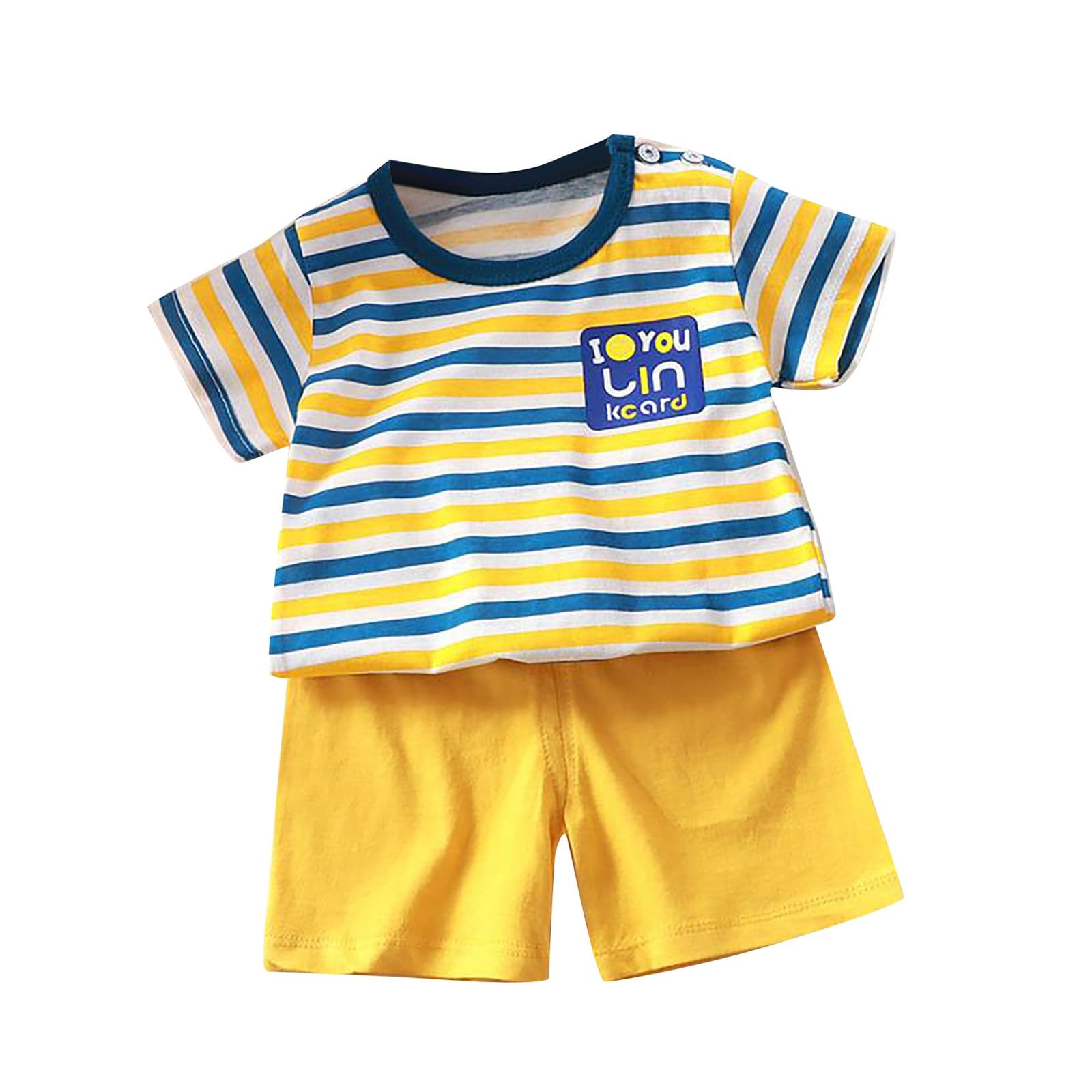 Conjunto de 2 piezas para bebé y niño, de verano, manga corta, con estampado de animales y pantalones cortos a rayas, con cintura elástica, ropa casual y cómoda para niños — view 5