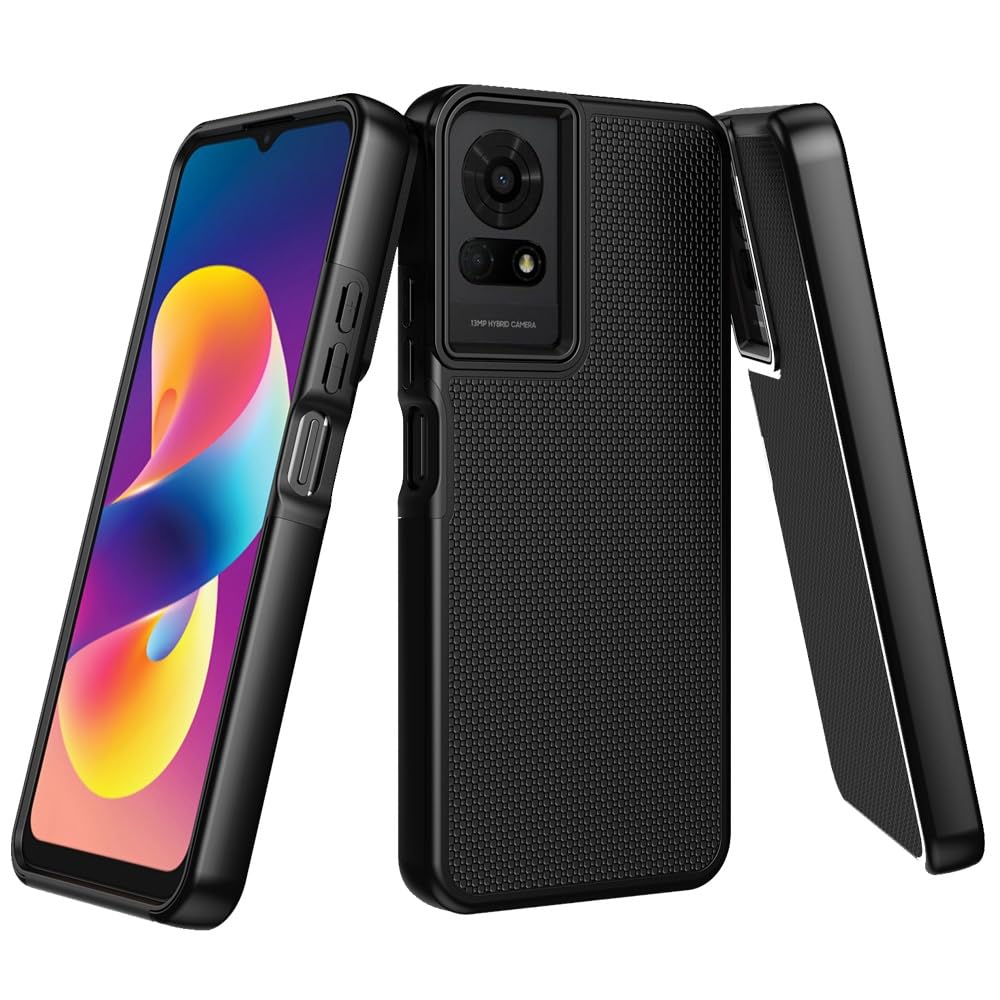 PT Shockproof Hybrid Cover Phone Case for TCL 50 LE T510D (Black)
