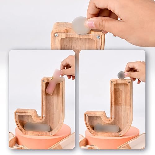 Miniatura 4 de Alcancía de letras de madera, banco de dinero de letras personalizadas para niños, alcancía del alfabeto, regalo para niños y niñas, regalo de