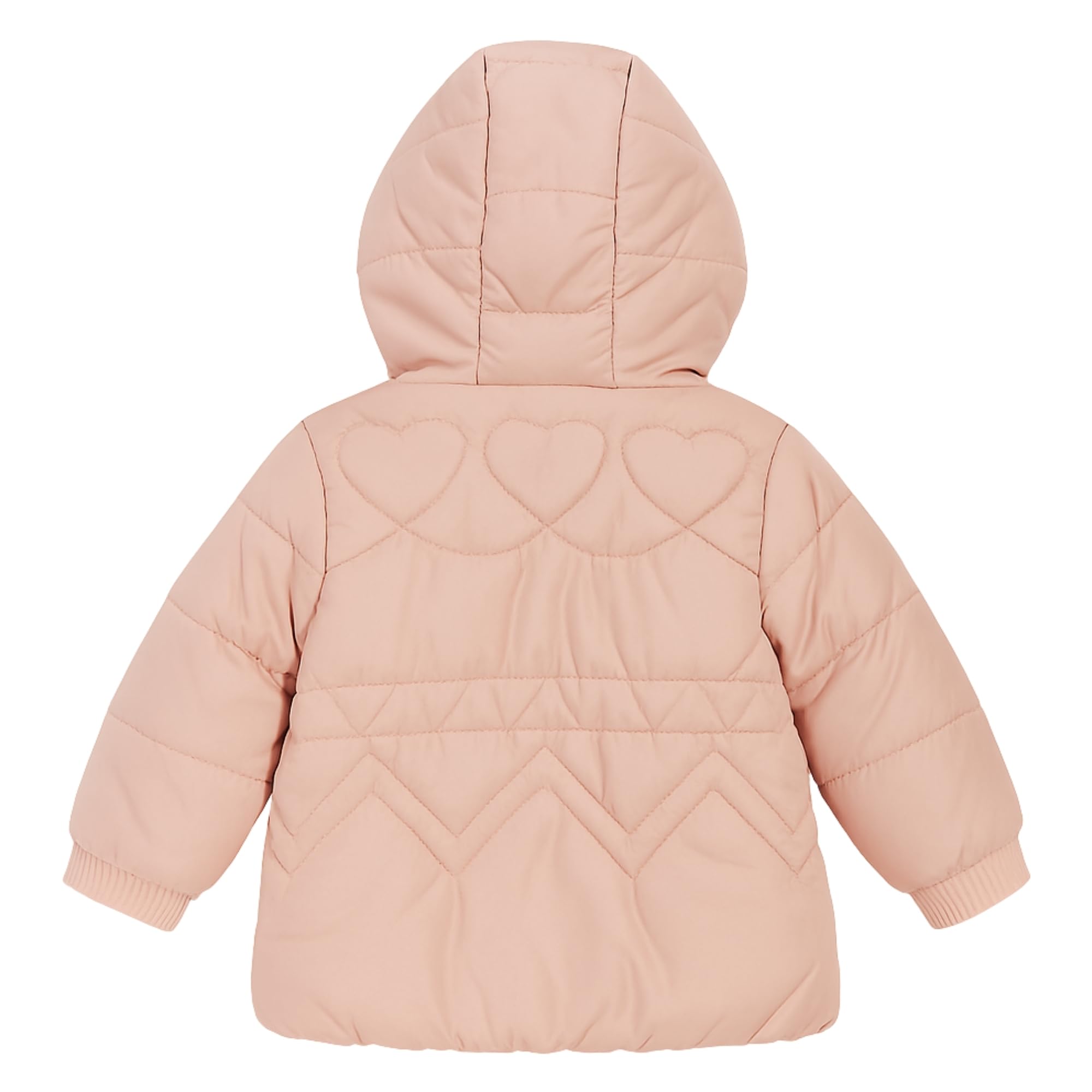 LITTLE GINNIE Winter Quilted Jacket for Baby Girls - Light Peach | Hooded Puffer Jacket with Fleece Lining | Warm & Stylish Winter Wear | Regular Fit Polyester Jacket for Kids 2-3 Year 1