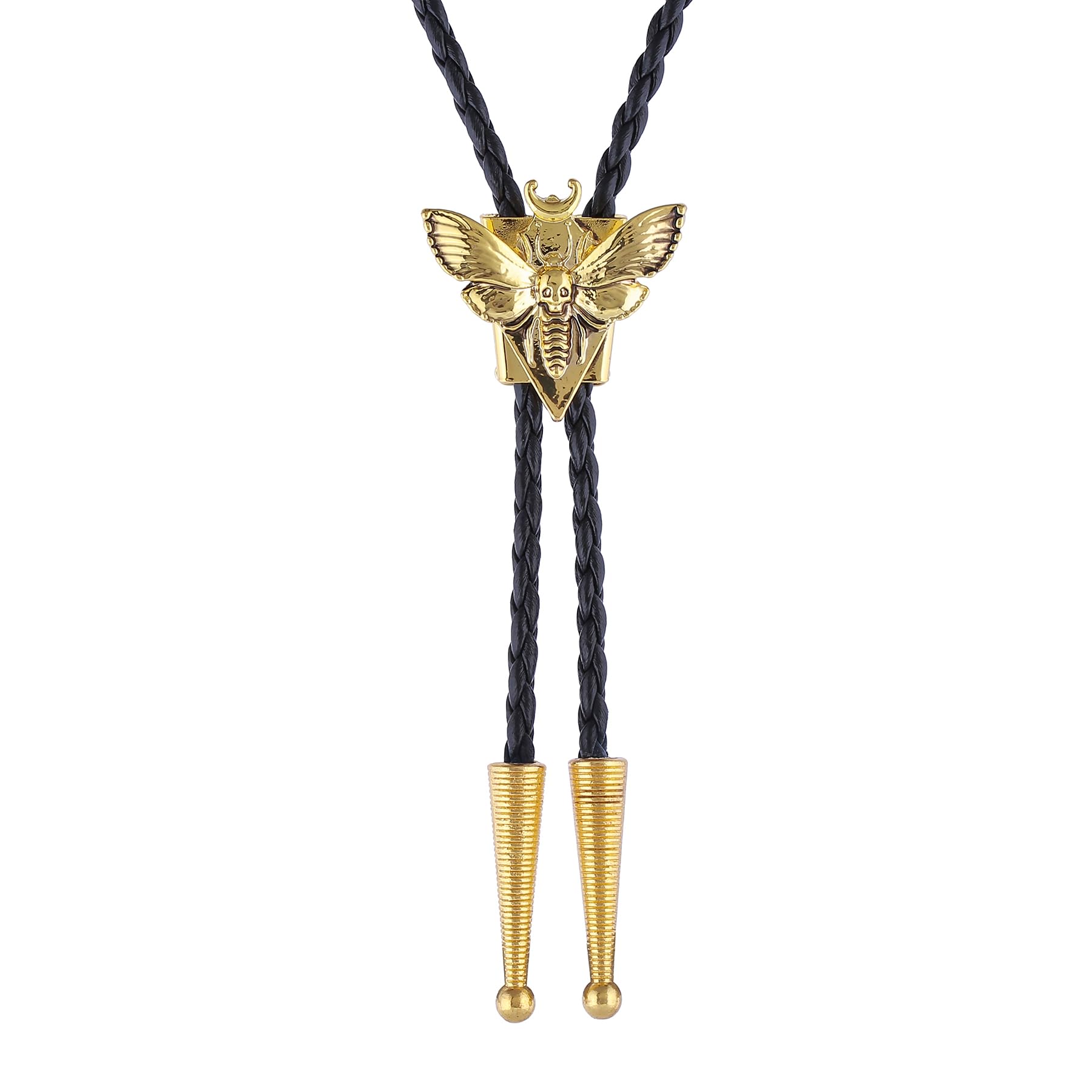 Btilasif Bolo Tie for Men Women, Western Cowboy Bolo Tie, Skull Butterfly Necklace Neckties, Cowboy Accessories Western Gifts for Men Women, Gold