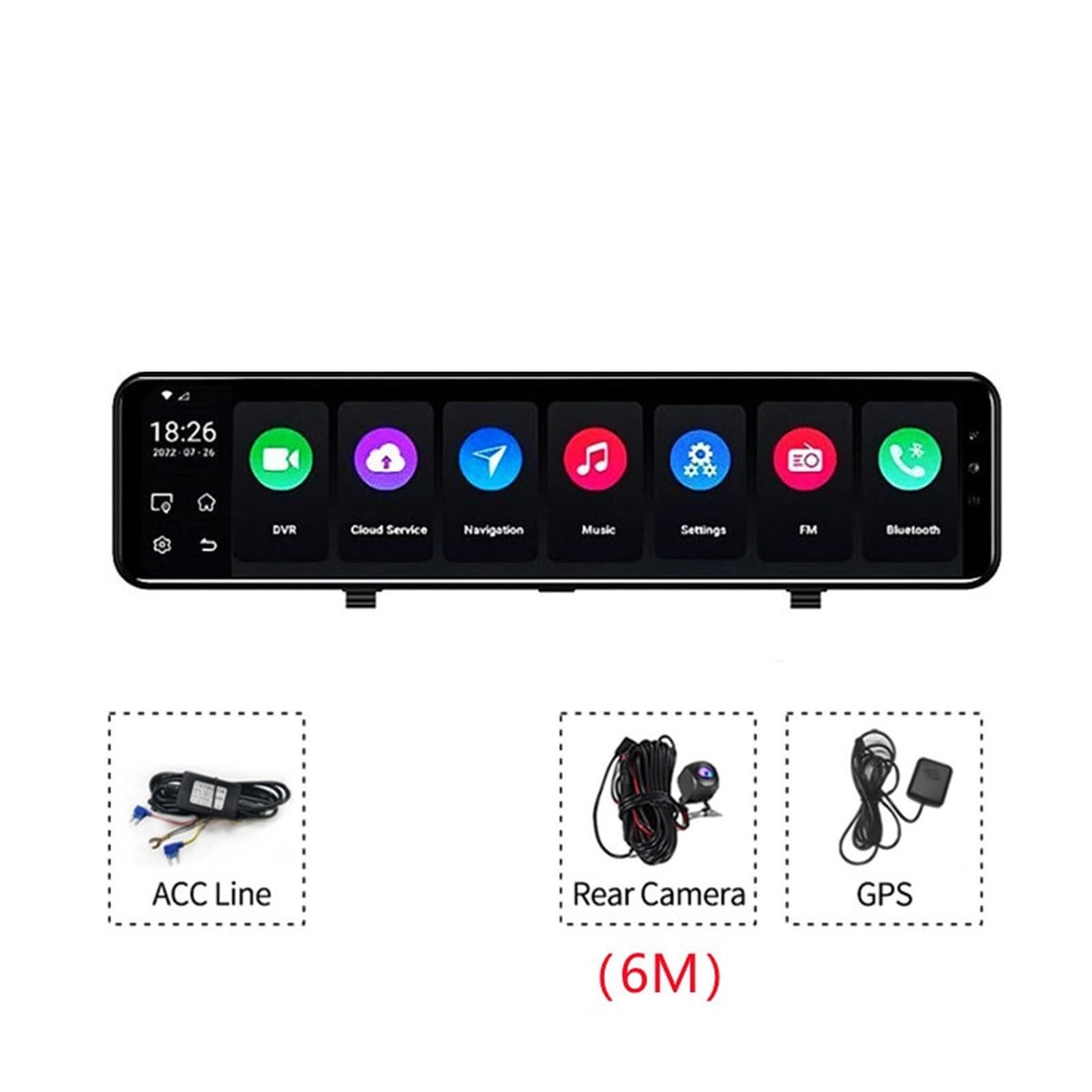 12 Cal samochodowe lusterko wsteczne rejestrator samochodowy nawigacja GPS kamera samochodowa wideorejestrator Super Widzenie Nocne(H33A11-6,64G)