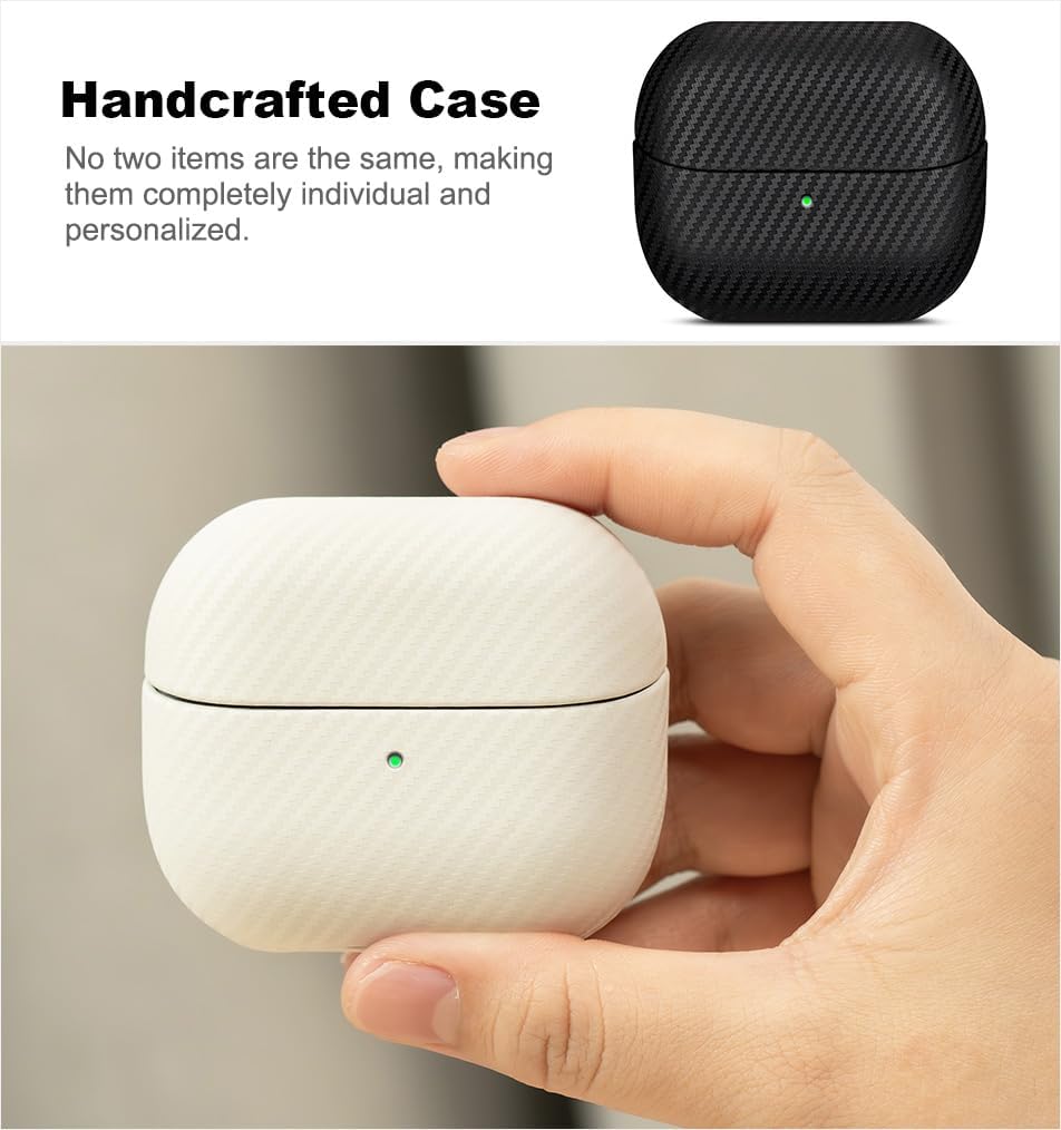 Leather Case - for Samsung Galaxy Buds 3 / Buds3 Pro/Buds 3 FE Case Cover - Selected Skin-Friendly Leather, Carbon Fibre Texture, Handmade Protective Cover for Samsung Buds Pro 3 - Black - Image 4