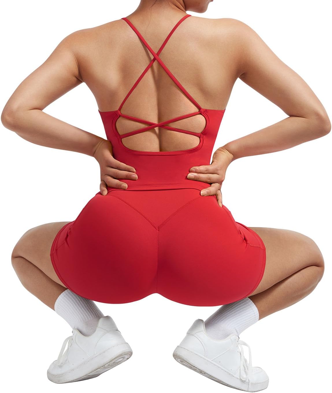 SUUKSESS Women 2 Piece Workout Sets Padded Tank Tops Tummy Control Leggings Gym Outfits - Image 4