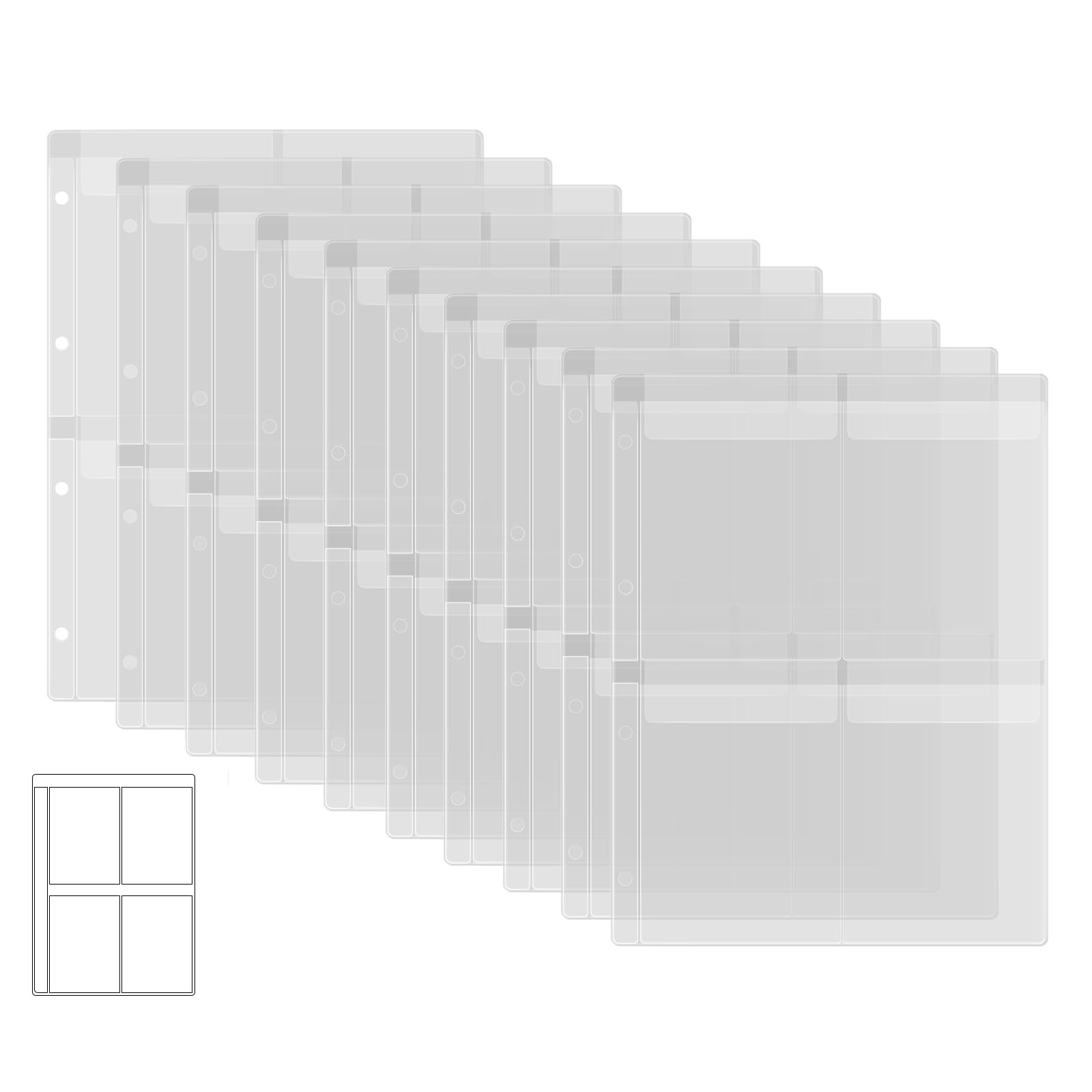 Pochettes A4 à 4 poches Briartw pour classeur, lot de 10 intercalaires de rangement timbres