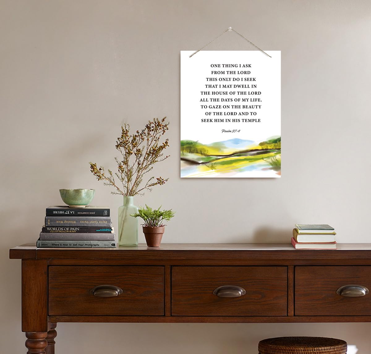 BQL Inspirational Wall Art, Farmhouse Christian Wooden Sign, Psalm 27:4, Unframed MDF Wood Plaque, Perfect for Living Room, Bedroom, Office, Kitchen, Dining Room 2