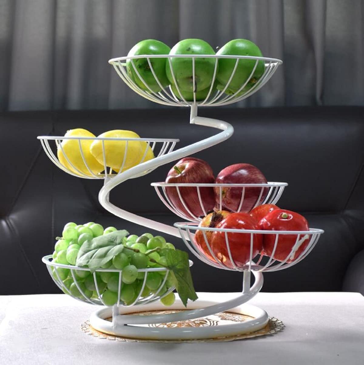 Cesta de frutas de metal de 5 niveles, soporte de almacenamiento de cocina desmontable para frutas, verduras, aperitivos y pan