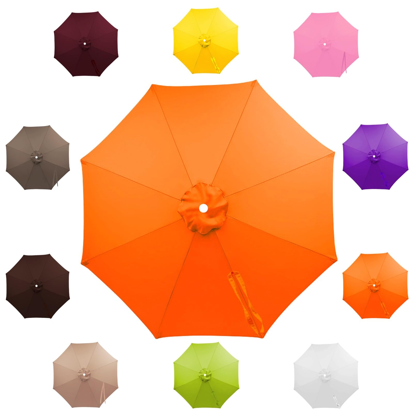 Outdoor Patio Umbrella for 6-Rib & 8-Rib Round Outdoor Market Umbrellas, Beach Umbrella Parasols for Backyard/Garden/Deck, UV Protection (Canopy Only)(Orange,2.0m/6ribs)