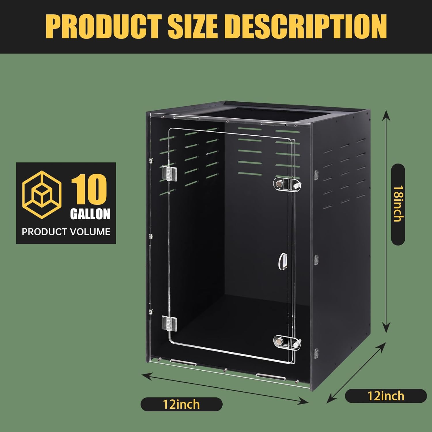 Reptile Tank 12x12x18 Terrarium – PVC Reptile Enclosure for Gecko, Snake, and Lizard – Compact Tree-Dwelling Terrarium for Small Pets