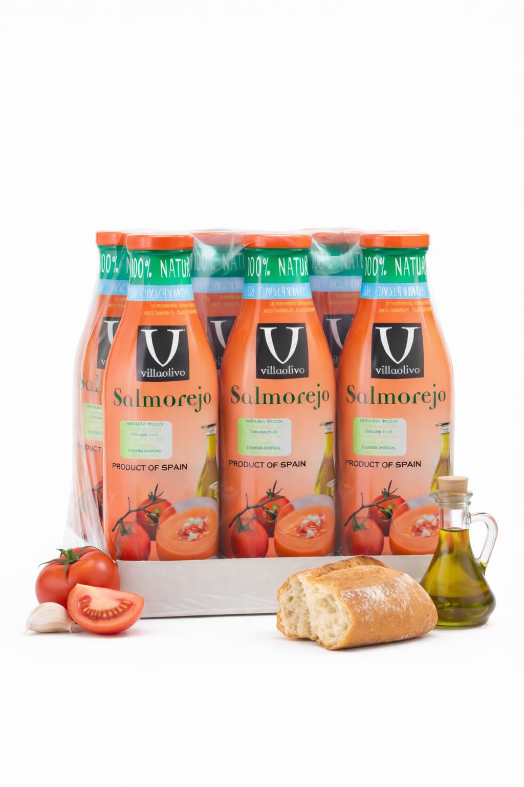 Villaolivo Salmorejo 100% Natural 6x1L Receta Tradicional Sin Conservantes