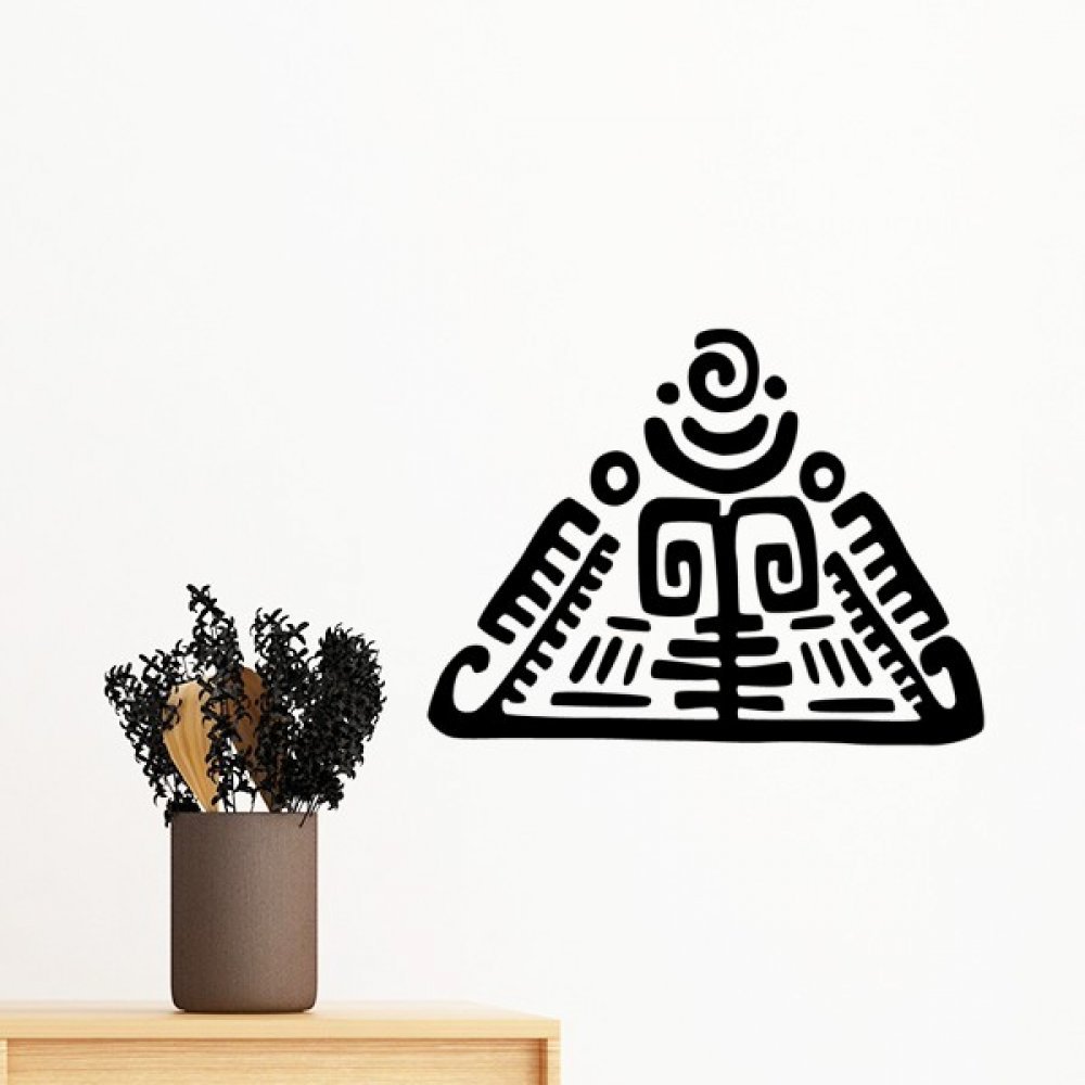 Sticker mural Mexique totems pyramide decoration grand format 80cm papier peint amovible