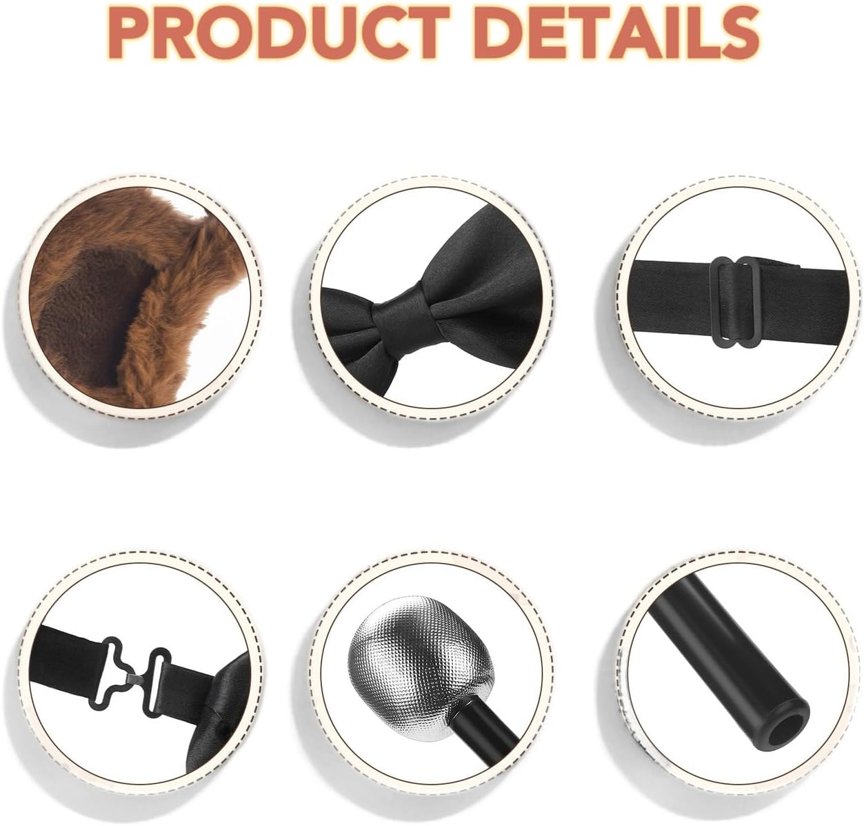 3Pcs Bear Costume Accessories Set Bear Ears Headband Black Bow Tie for Halloween Cosplay Dress Up (A)