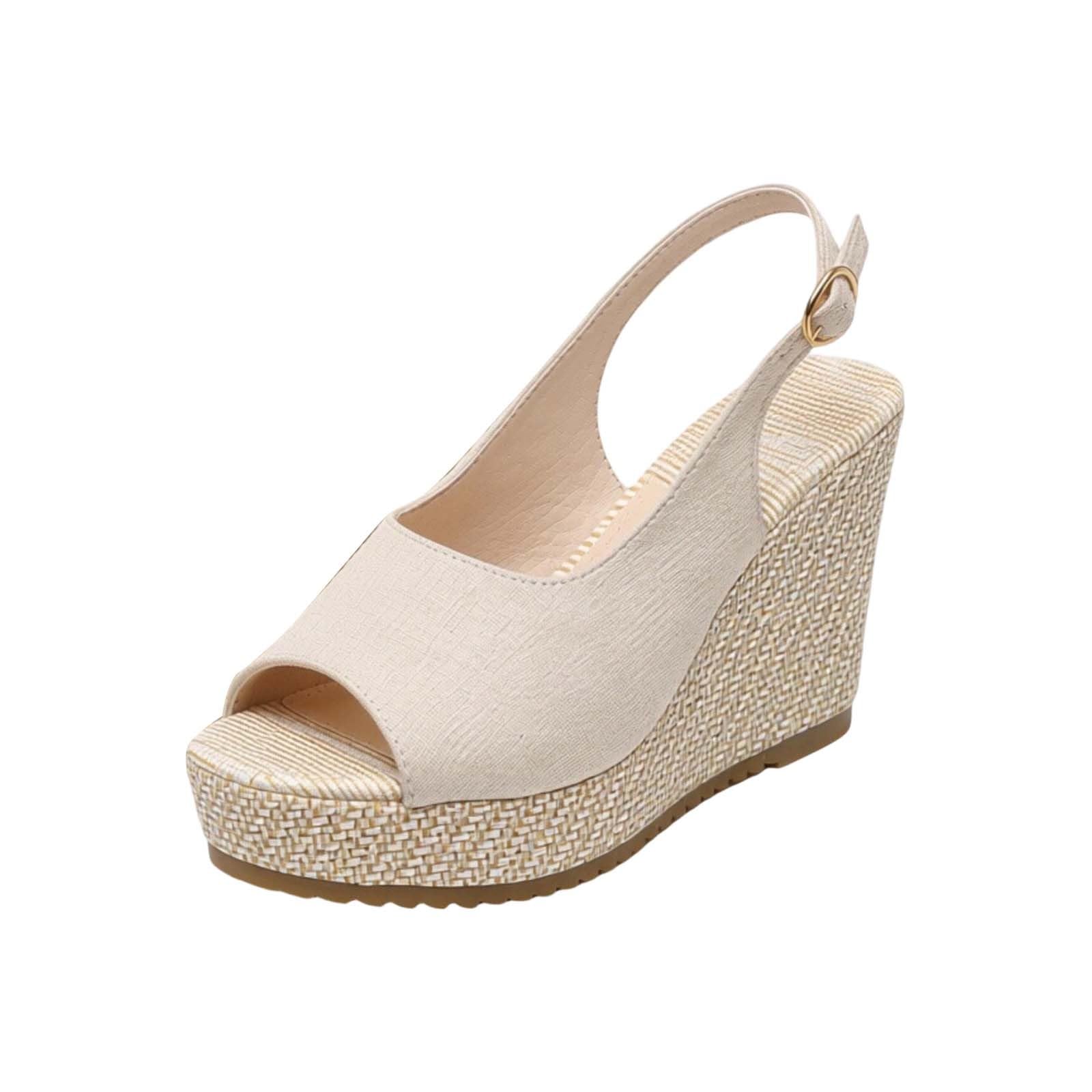 Sandalias de cuña mujer con plataforma y punta abierta estilo casual verano 8