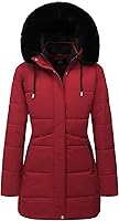 MOERDENG Women's Winter Puffer Coat: Thick Fleece Lined, Waterproof Down Jacket with Detachable Faux Fur Hooded Parka